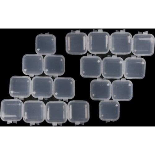 20Pcs Square Mini Clear Plastic Storage Containers Box with Lids for Small Items X7JB