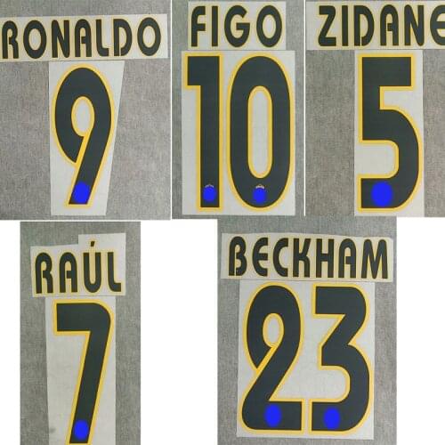 2003-2005 Beckham Nameset Figo Zidane Raul Ronaldo Printing Customize Any Name Number Printing Iron on Transfer Badge