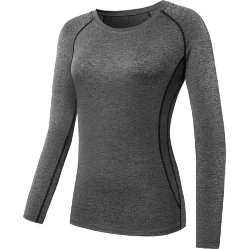 2017 Women Long Sleeve Sports Compression T-Shirt Quick-Dry Gym Yoga Running Tops Tee 9282