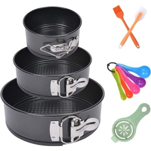 3Pcs (4/7/9 Inch) Springform Pan Cake Pans Set -Detachable Bakeware Cheesecake Round Cake, Quiches Pans Baking Mold-ABUX
