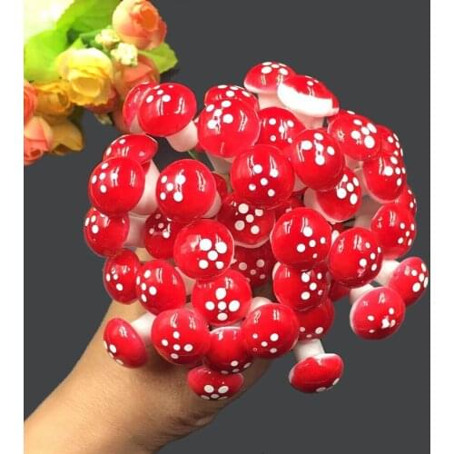 30Pcs/set 2cm Artificial Mini Mushroom Miniatures Fairy Garden Moss Terrarium Resin Crafts Decorations Stakes Craft For Home