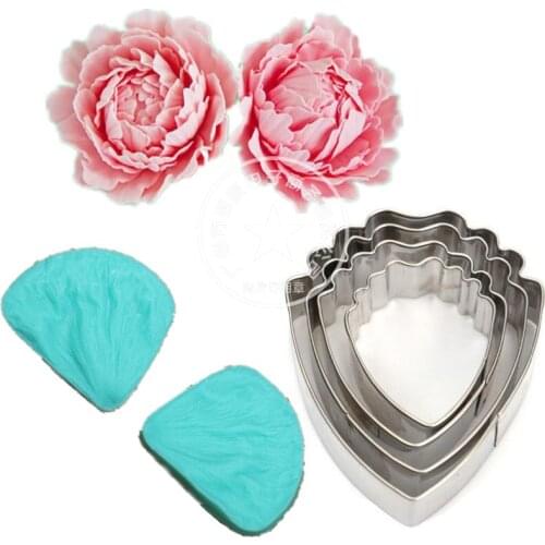4pcs/set Peony flower Fondant Cake Decoration Floral petal cutter gum paste flower Cutter Stainless steel peony cutter Set