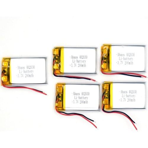 5 PCS 3.7V 200mAh Li-polymer Rechargeable Battery Li-Po ion for MP3 MP4 402030