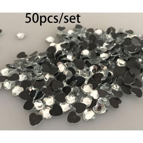 50pcs 6mm High Quantity DIY Heart Crystal Rhinestone Decorations Wedding Dress Hot Fix Shinning Flat Back Rhinestone Applique Y