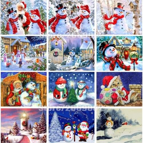 5D DIY Diamond Painting Cartoon Snow Man Home Decoration Full Drill Square Handcraft Art Kits Christmas gifts TT1682