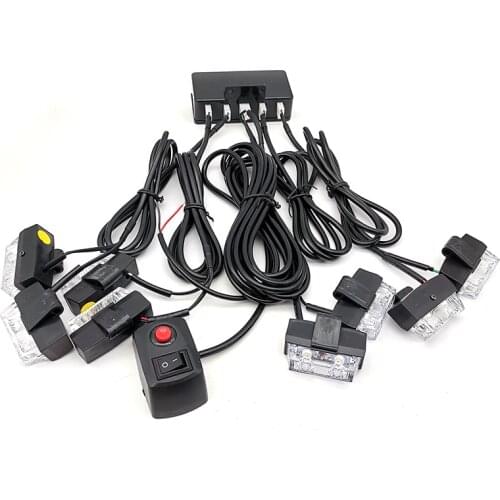 8 pcs LED Car Grille Strobe Flash Light Warning Hazard Emergency Beacon Amber