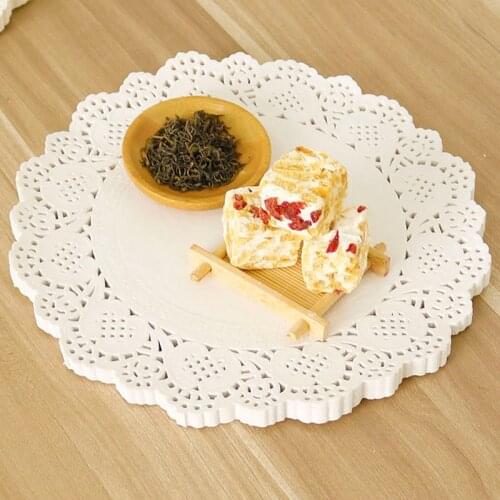 9.5inch Eco-Friendly Grease-Proof Beige Paper Doilies For Party Wedding Christmas Table Decorative Cake Holder 9.5" 240mm 100pcs