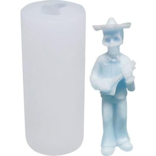 A0NF Halloween Ghost Groom/Ghost Bride/Devil Pumpkin/Skull Candle Epoxy Resin Mold Handmade Soap Plaster Silicone Mould DIY Home