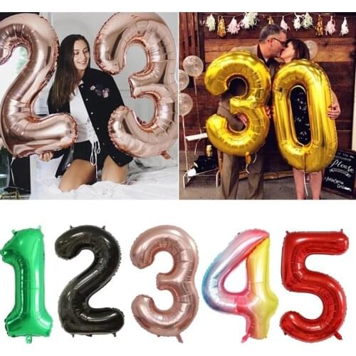 40Inch Big Foil Birthday Balloons Helium Number Balloon 0-9 Happy Birthday Party Decorations Baby Shower Large Figures Globos
