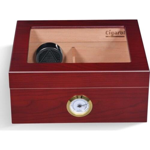 Spain Cedar Wood Cigar Humidor Large Cigar Case Glass Top Displaying Cabinet For Home Office