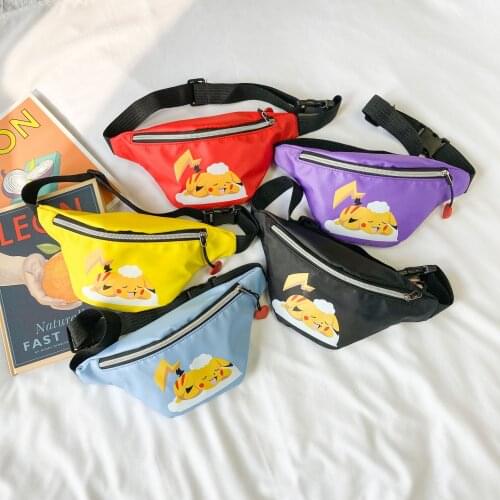 Pikachu Children Messenger Bag Mens and Womens Chest Bag Pokemon Shoulder Bag Messenger Bag Canvas Sports Large Capacity Gifts