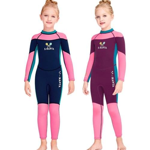 CX22 Childrens wetsuit female 2.5MM warm swimsuit one-piece long-sleeved sunscreen snorkeling surfing wetsuit