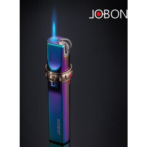 Jobon Gas Butane Lighter Creative Personality Compact Grinding Wheel Metal Cigar Blue Flame Direct Lighter Portable