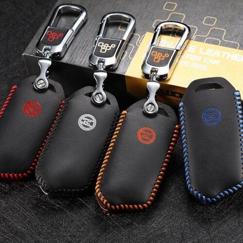 Luckeasy leather key cover for kia stinger 2017 2018 Car Key bag/case wallet holder 3/4 button key2y