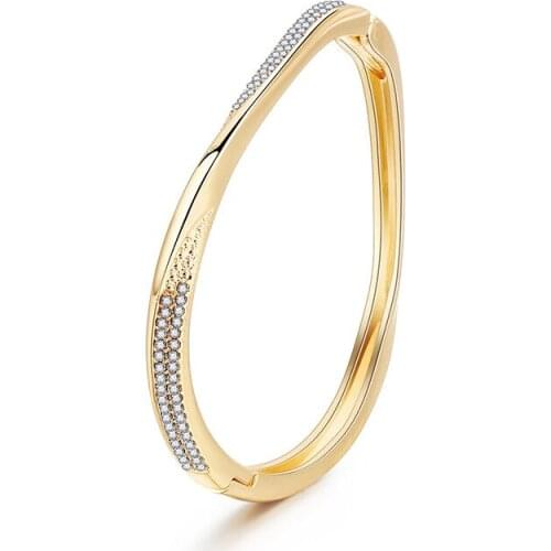 ORNAPEADIA 2021 Summer New Jewelry Gold-plated Crystal Bracelet for Women Minimalist Style Irregular Die-casting Open Bracelet