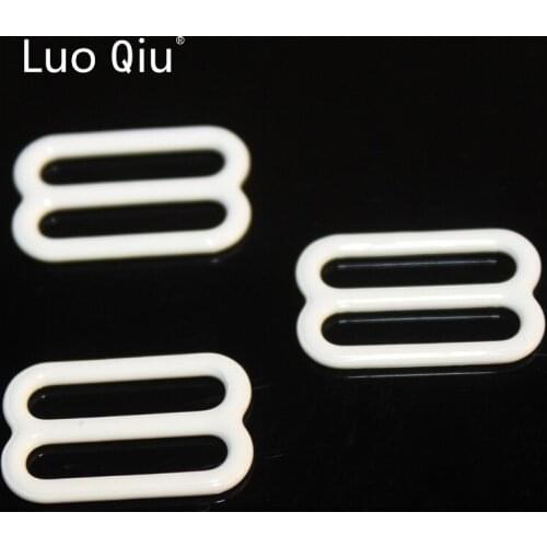 Luo Qiu 15mm white nylon coated metal bra adjustable buckles 8 Bra underwear Metal&plastic buckle Brassiere clasp (1000 pcs/lot)