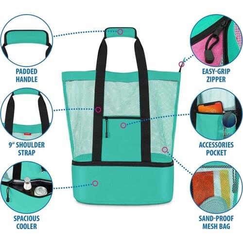 Lunch Bag Multi-function large Picnic Insulation Bags Ice Beach Bag Portable Net Bag Handbag Double Layers Tote Food Storage Bag
