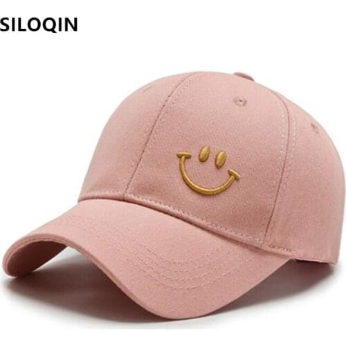 SILOQIN Mens Cap Cartoon Smiley Embroidery Baseball Cap Hip Hop Hat Snapback Cap Couple Sports Caps Adjustable Size Womens Hat