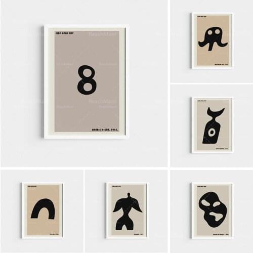 Jean Hans Arp print set, minimal print set, boho poster set, Bauhaus murals