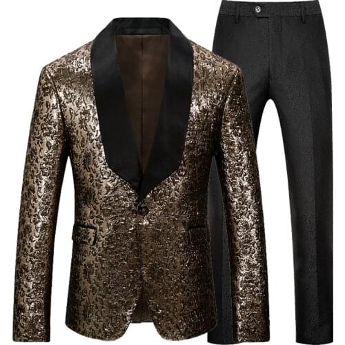 2020 New Luxury Brand Jacquard Printed Men Suit Slim Fit Wedding Tuxedo Custom Made Wedding Groom Party male Suits/ men suit