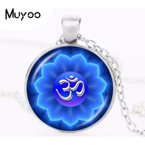 Om Pendant Necklace Jewelry Chakra Necklace Mandala Flower of Life Pendant Glass Dome Yoga Neckless Women Jewellery HZ1
