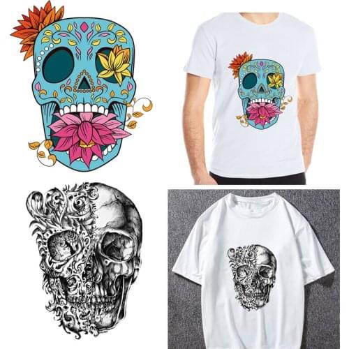 Prajna Punk Skull Patch Iron On Transfer Vinyl Patches Thermal Stickers Animal Patches Applique Iron On Patches For Clothing DIY