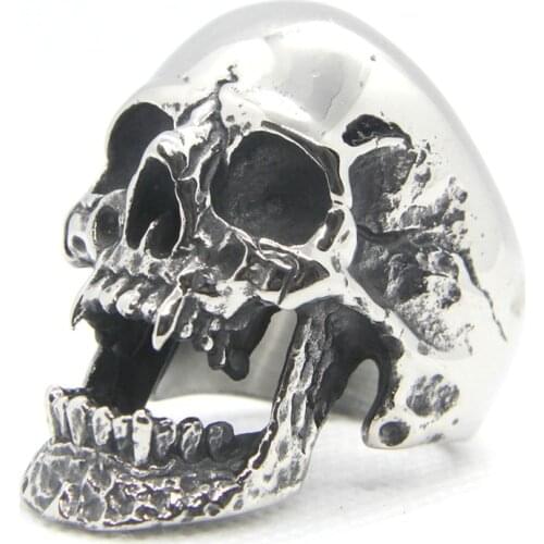 Polish Biker Skull Ring 316L Stainless Steel Huge Heavy Punk Gothic Men Jewellery