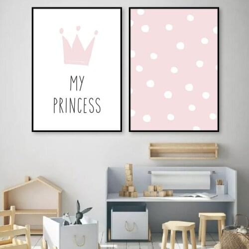 Pink Crown Rabbit Cartoon Animal Canvas Painting Posters And Prints Nursery Wall Picture Nordic Baby Girl Room Home Decor