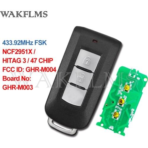 Smart Key car key For Mitsubishi Pajero Sport L200 2015 2016 2017 2018 2019 Montero 433.92MHz FSK NCF2951X GHR-M004 GHR-M003