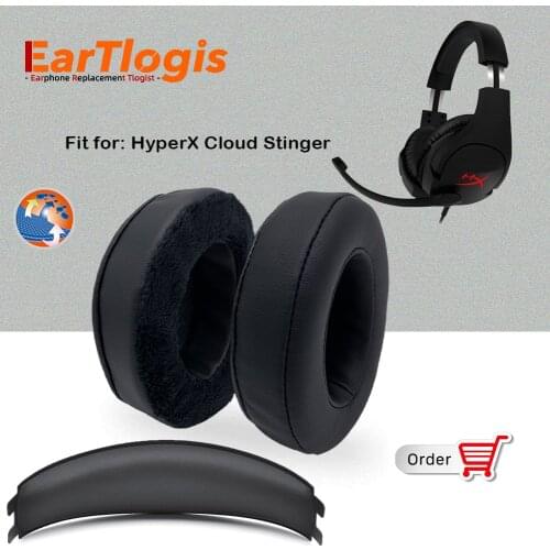 EarTlogis Replacement Ear Pads for Kingston HyperX Cloud Stinger HX-HSCS-BK/AS Headset Parts Earmuff Cover Cushion Cups pillow