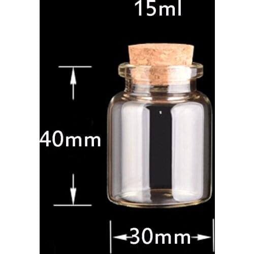 10pcs Dia 30mm Glass Bottles With Cork Cap Wishing Bottle Lab Chemical Liquid Jars Christmas Gifts Refillable Bottles 15ml