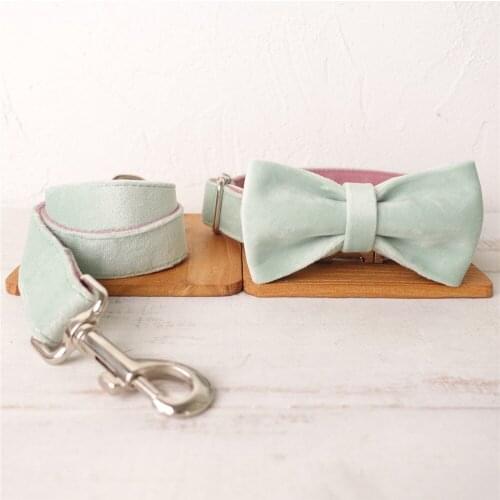 Personalized Collar for Dogs Soft Thick Velvet Dog Collar and Leash Set with Custom Engraved ID Adjustable Pet Collar Supplies