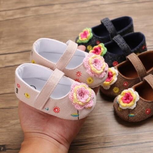 Baby Shoes Flower Princess Crib Shoes Toddler Baby Shoes Newborn Girls Soft Soled Princess Crib Shoes Prewalker 0-18M