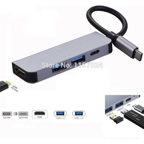 USB HUB Type C HUB to HDMI 4 in 1 Adapter With 2 Ports USB 3.0 PD Charging Splitter For Laptops with USB-C MacBook Pro USB C HUB
