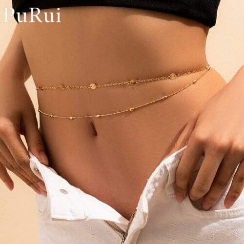 Bohemian Sequin Beach Bikini Body Chain 2Pcs/Set Sexy Summer Beads Belly Chain Thong Belly Waist Chain Body Jewelry Accessories