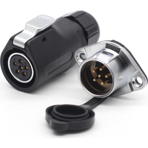 XHP20,Waterproof 6 Pin LED Light Power Aviation Connector Male Socket Female Plug Cable For 3-12mm