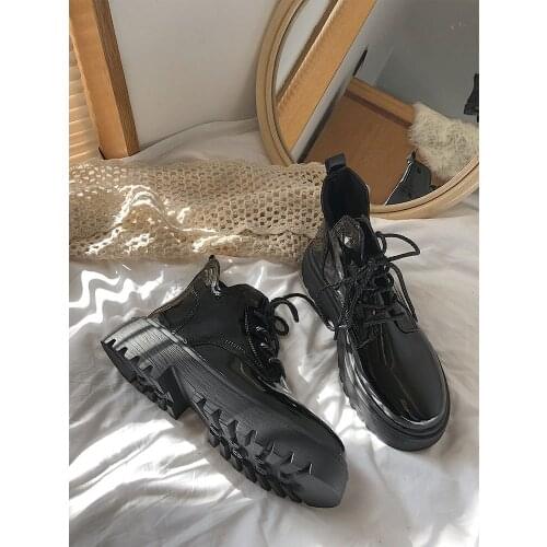 Womens booties 2020 spring and autumn new fashion round head high-heeled single boots trend non-slip Martin boots