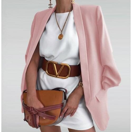 2021 New Autumn Fashion Lapel Slim Cardigan Suit Office Elegant Solid Color Jacket Casual Street Modern Womens Formal Jacket