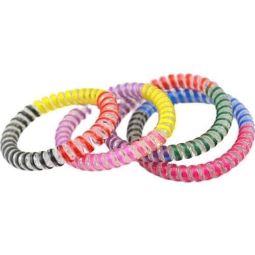 10 Pcs Wholesale Size 5CM Women Girls Patchwork Colorful Elastic Telephone Wire Hair Bands Ropes Ponytail Holders Accessory