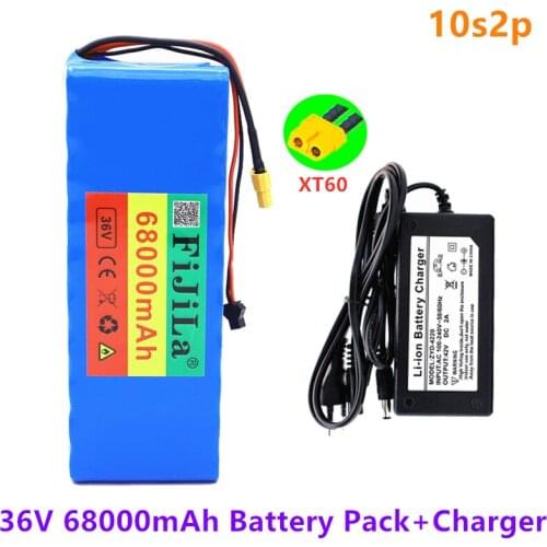 36V 68Ah 10S2P 18650 Rechargeable battery pack 68000mAh,modified Bicycles,electric vehicle 42V Protection PCB+42V Charger