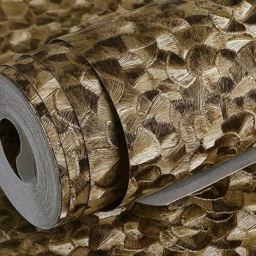 3D Stereoscopic Ginkgo Leaf Golden Wallpaper Luxury Thickened Non-woven Fabric Living Room Bedroom TV Background Wall Pape Rolls