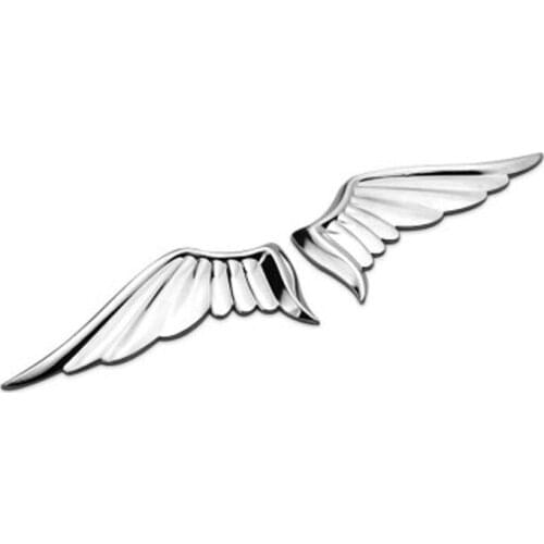 3D Angel Wings Style Car Auto Motorcycle Truck Body Side Rear Emblem Badge Decal Stickers Universal Silver