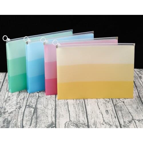 4pcs/lot A4 Flower Thickened Zipper Waterproof PVC Transparent File Folder Document Filing Bag Stationery Bag Masks Storage Bag
