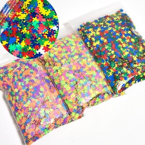 500g/Lots Mix-Jigsaw Shapes Nail Flakes Glitter Sequins Neon/Matte Puzzles Shape Chunky Confetti For Nail Sequins