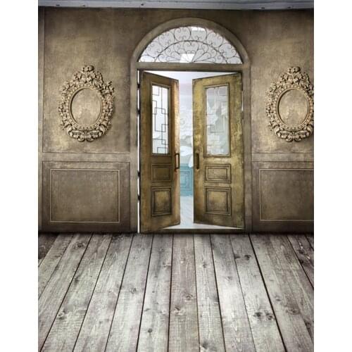 5x7ft Wooden Floor Vintage Room Door Photography Backdrops Photo Props Studio Background