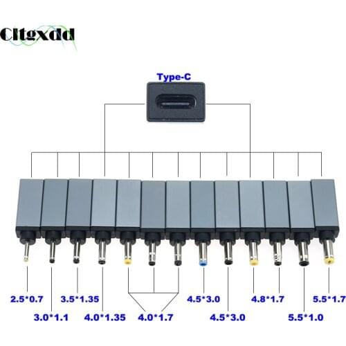 Laptop Power Adapter Connector DC Plug USB Type C Female to Universal Male Jack Converter for Lenovo for Asus Notebook Charger