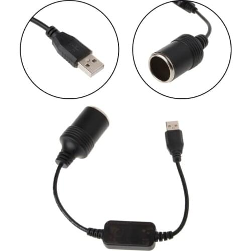 Power Converter Adapter Wired Controller USB Port to 12V Car Cigarette Lighter Socket Female Converter For Power Bank DVR GPS