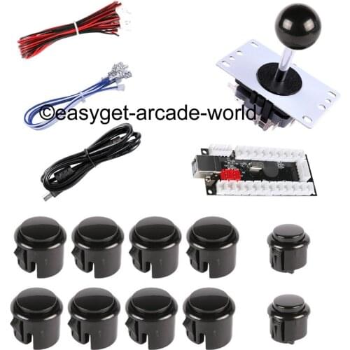 Arcade DIY Accessory 5V USB PC Enocder Board + 10 x Push Buttons + Arcade Joystick For Raspberry PI 3B Retropie Project - Black
