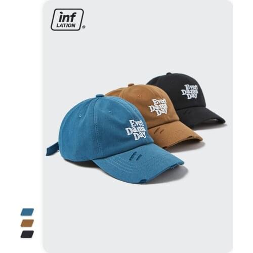 INFLATION Men Hip Hop Baseball Cap Summer Outdoor Visor Casual Cap Men Ripped Vintage Hats Unisex Cotton Sport Hats 337CI2021