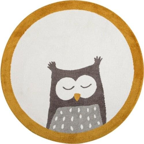 Baby Play Mat Crawling Carpet Kid Room Floor Rug Round Cartoon Owl Print Playmat